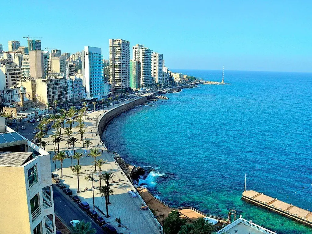 beirut libanon skyline sea promenade view