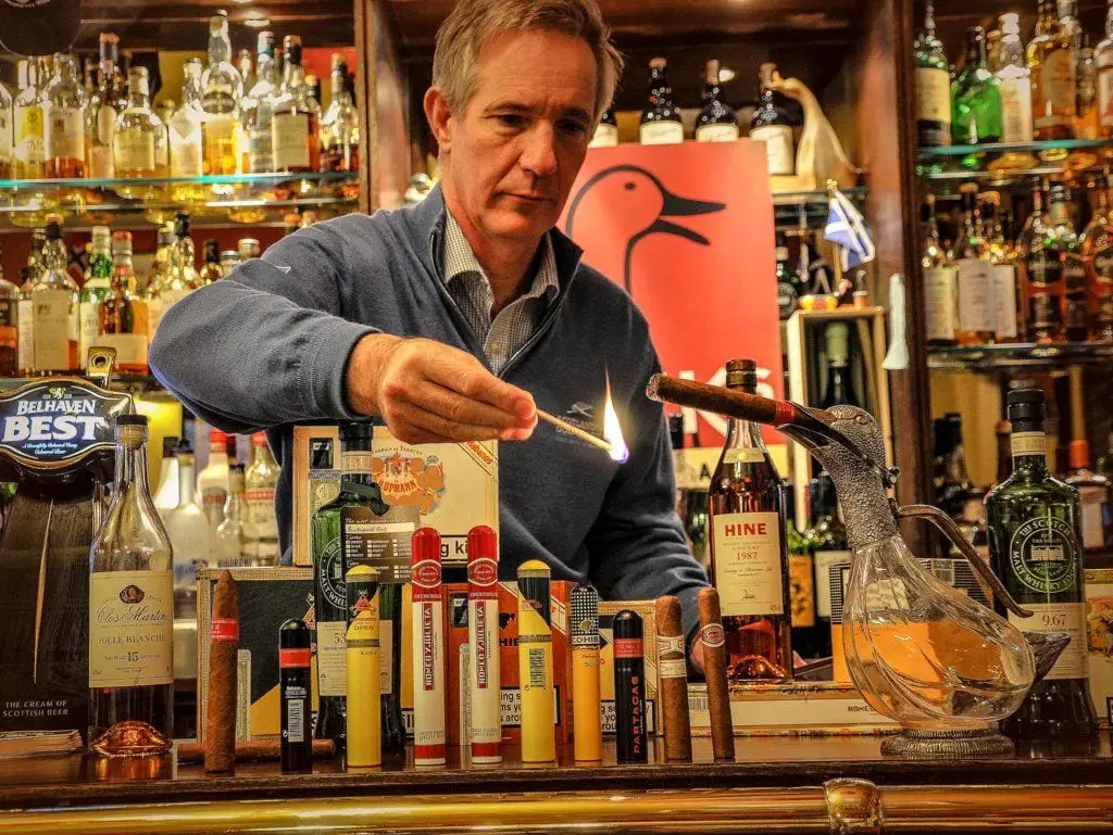 malcolm duck kilspindie ducks bar scotland lighting cigar